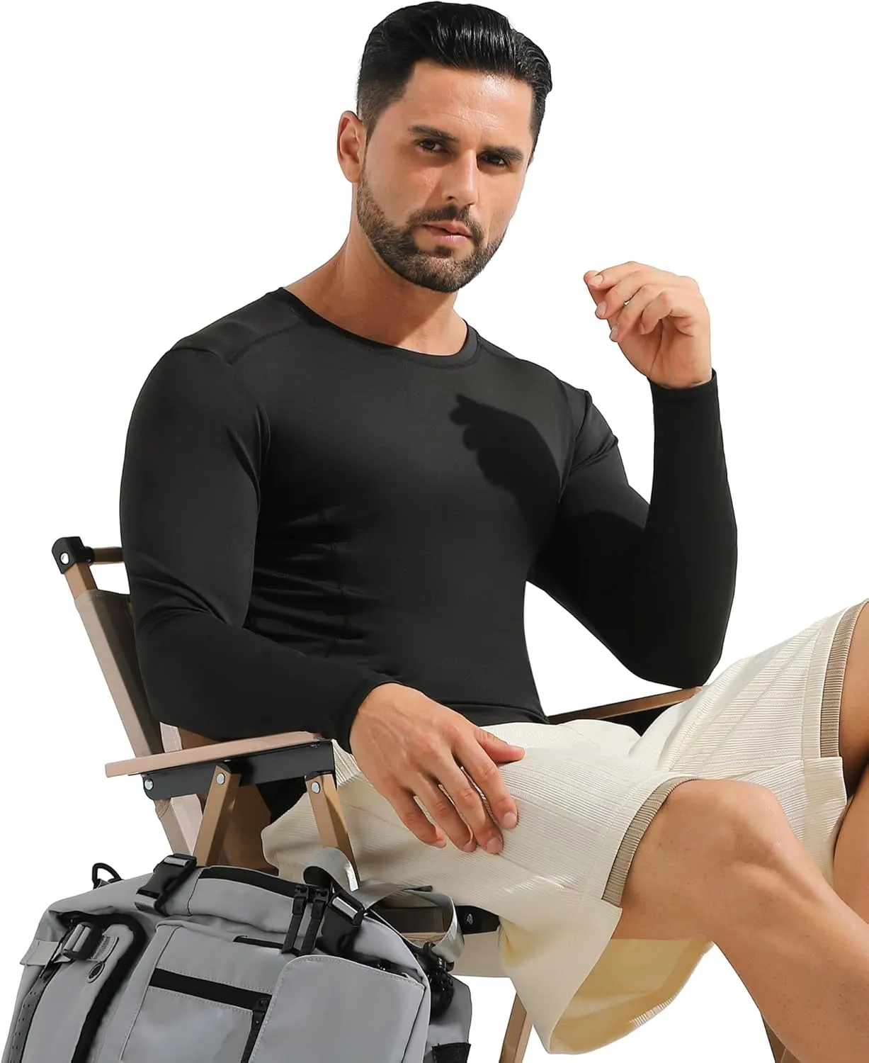 Angel season Men's Rash Guard Shirts UPF 50  Long Sleeve Swim Shirts Quick Dry UV Sun Protection Lightweight