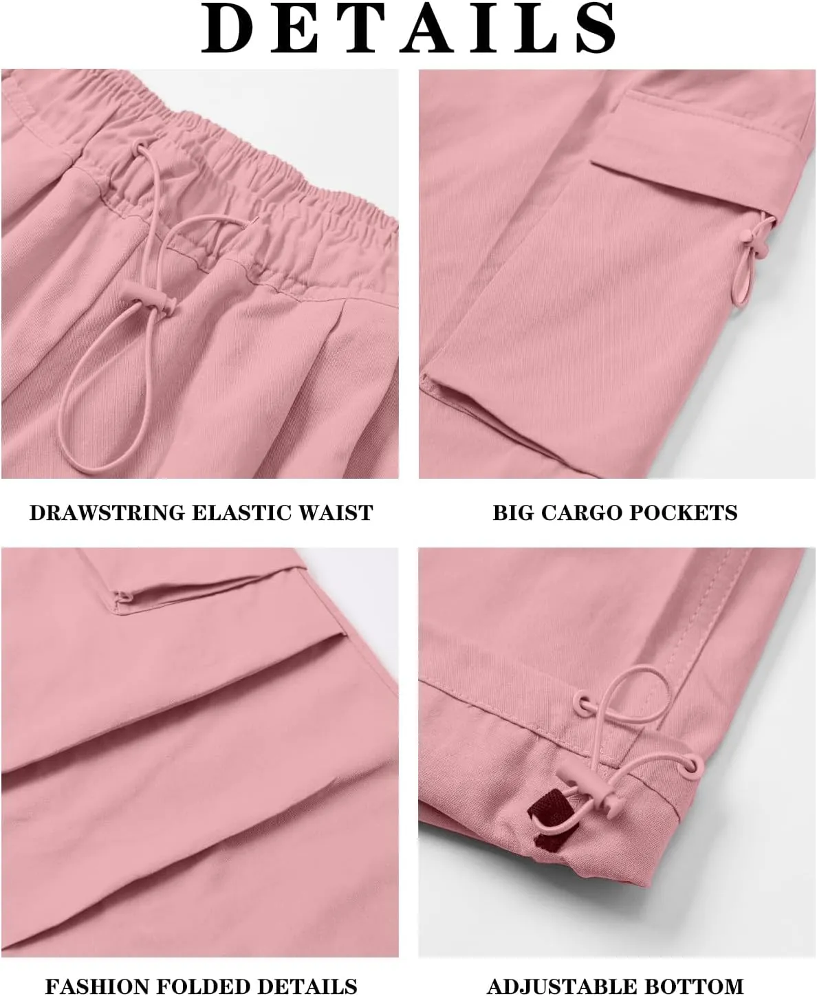 AOWKULAE Girls & Womens Drawstring Crago Pants Casual High Waist Wide Leg Pants Kids 5Years - Women XXL