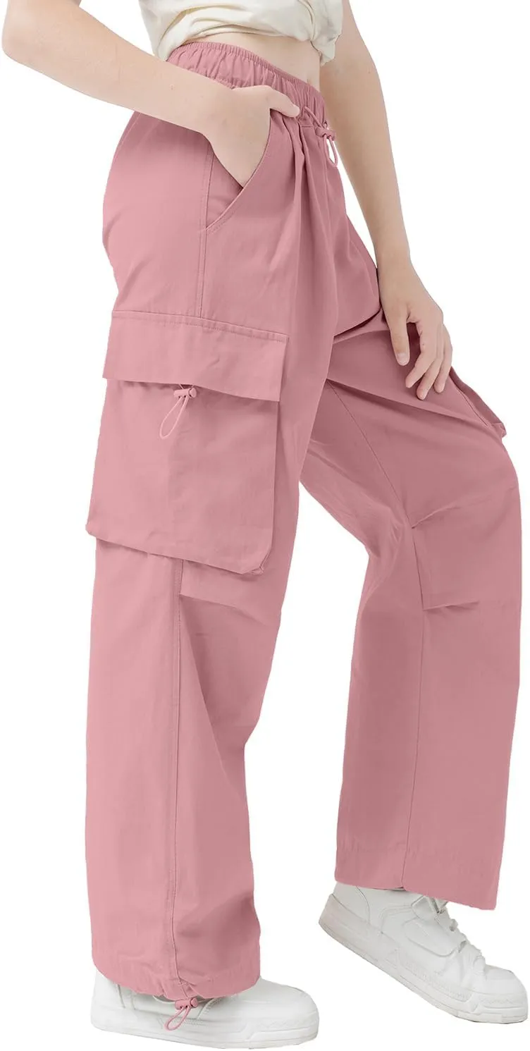 AOWKULAE Girls & Womens Drawstring Crago Pants Casual High Waist Wide Leg Pants Kids 5Years - Women XXL