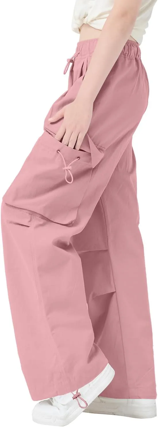 AOWKULAE Girls & Womens Drawstring Crago Pants Casual High Waist Wide Leg Pants Kids 5Years - Women XXL