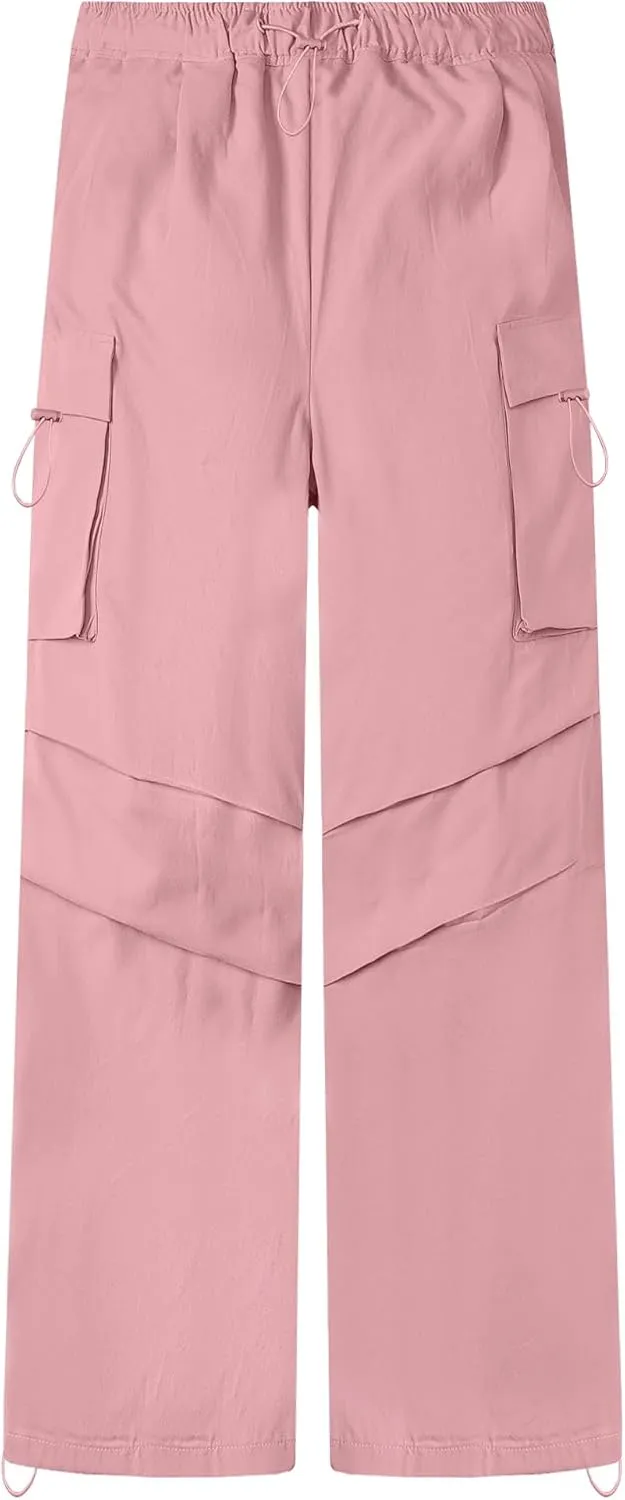 AOWKULAE Girls & Womens Drawstring Crago Pants Casual High Waist Wide Leg Pants Kids 5Years - Women XXL