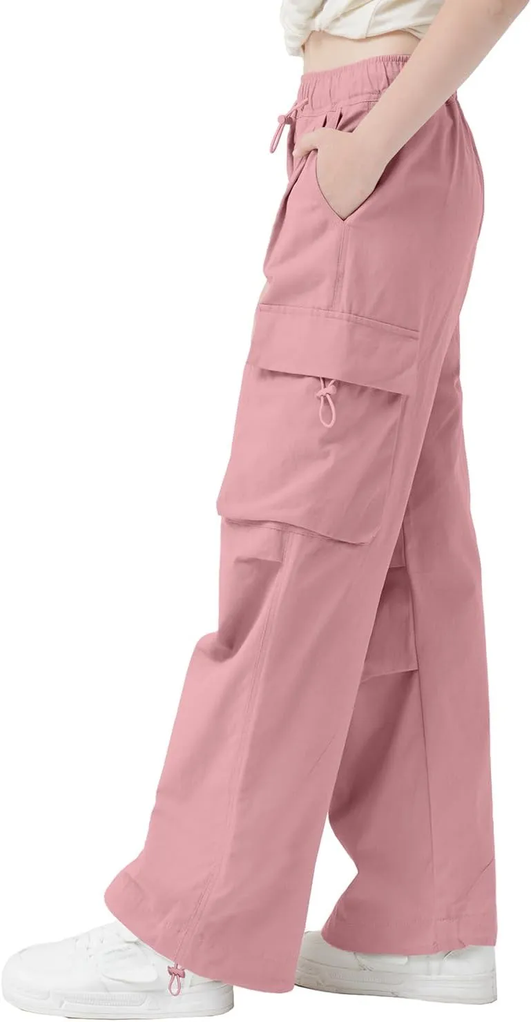 AOWKULAE Girls & Womens Drawstring Crago Pants Casual High Waist Wide Leg Pants Kids 5Years - Women XXL