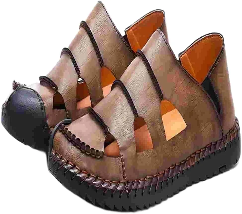 Asifn Men Summer Breathable Sandals Leather Lightweight Casual Walking Slip On Driving Shoes Fashion Slipper Comfortable for Work Office Outdoor