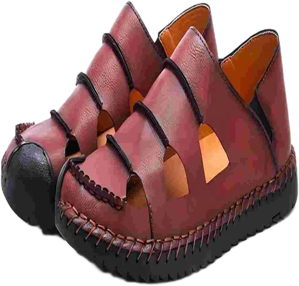 Asifn Men Summer Breathable Sandals Leather Lightweight Casual Walking Slip On Driving Shoes Fashion Slipper Comfortable for Work Office Outdoor