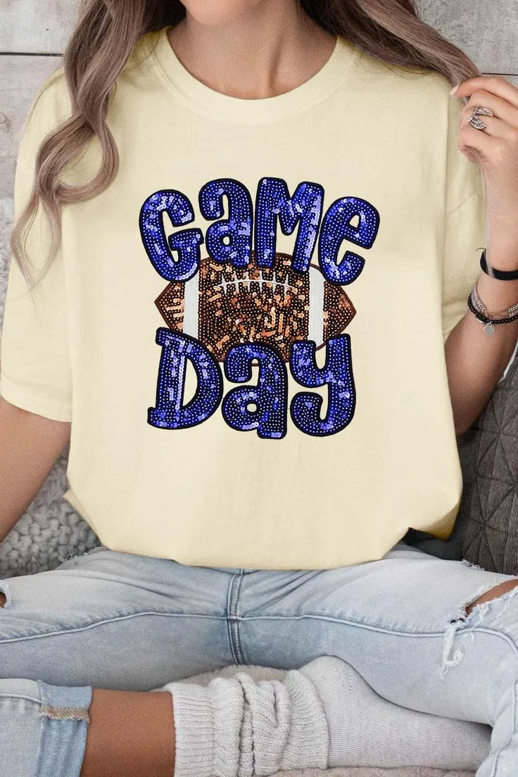 ASTANFY Game Day Shirts Oversized Tshirts: Football Shirts for Women Sequin Shirt Fall Graphic Tees Short Sleeve Tops