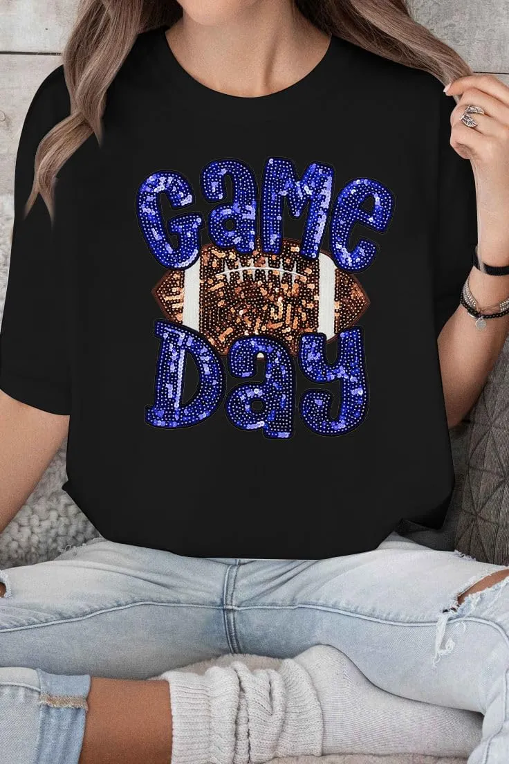 ASTANFY Game Day Shirts Oversized Tshirts: Football Shirts for Women Sequin Shirt Fall Graphic Tees Short Sleeve Tops