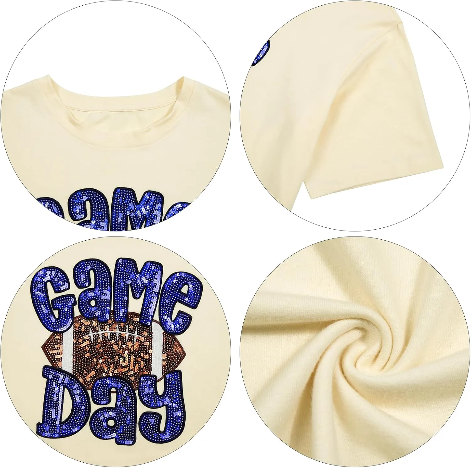 ASTANFY Game Day Shirts Oversized Tshirts: Football Shirts for Women Sequin Shirt Fall Graphic Tees Short Sleeve Tops