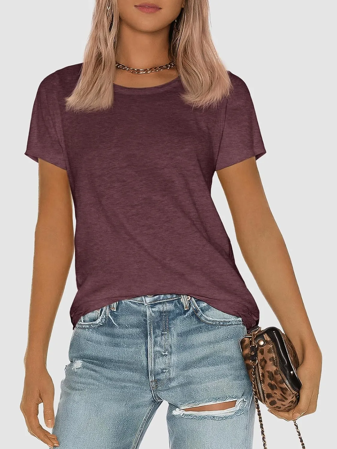 ATHMILE Womens T Shirt Summer Tops Short Sleeve Fashion Basic Casual Oversized Beach Vacation Clothes 2025 Trendy