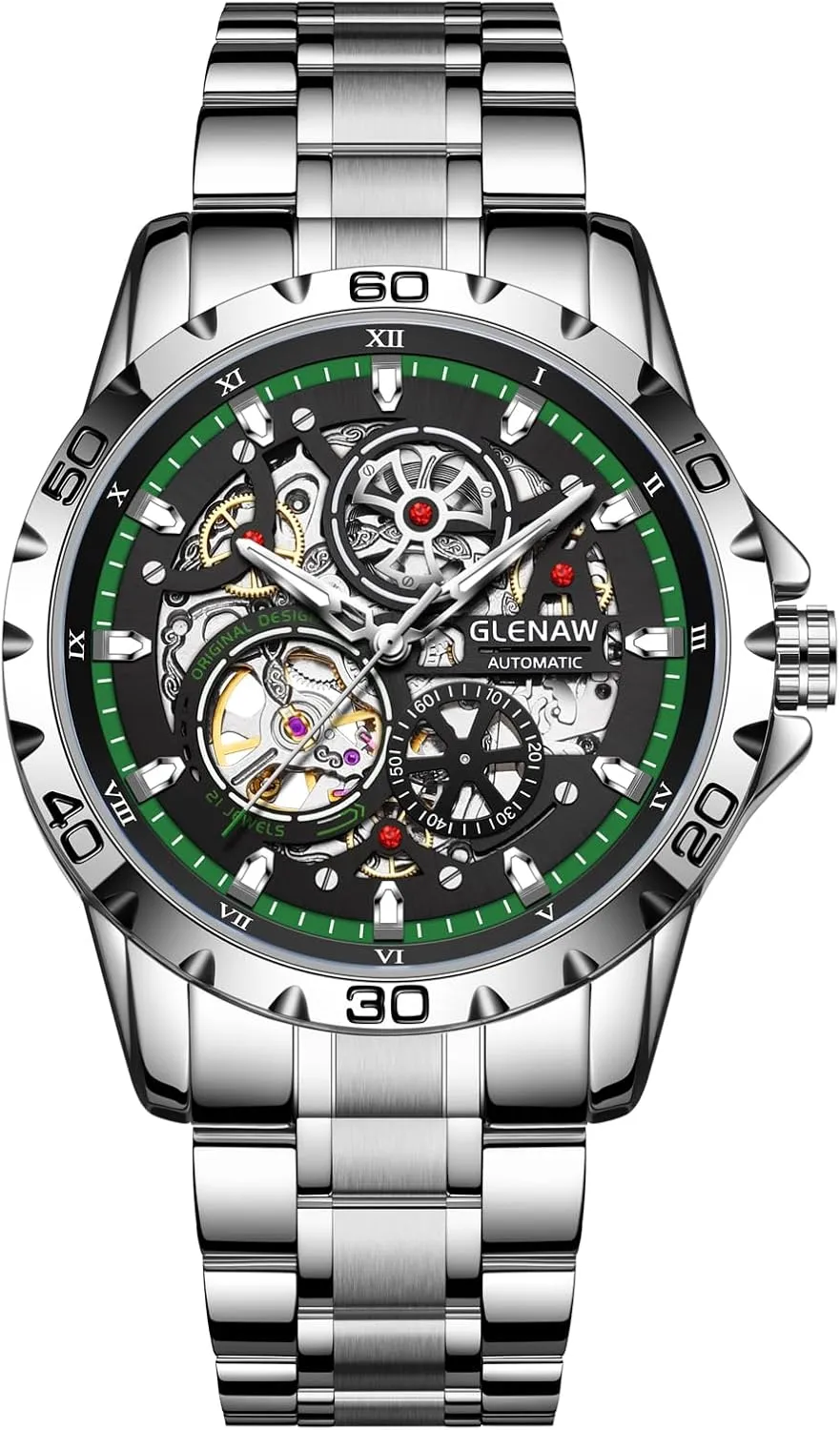 Automatic Watches for Men - Mechanical Self-Winding,Skeleton Dial, 30 ATM Waterproof, with Stainless Steel Band,Wrist Watch - Men's Stylish Gift