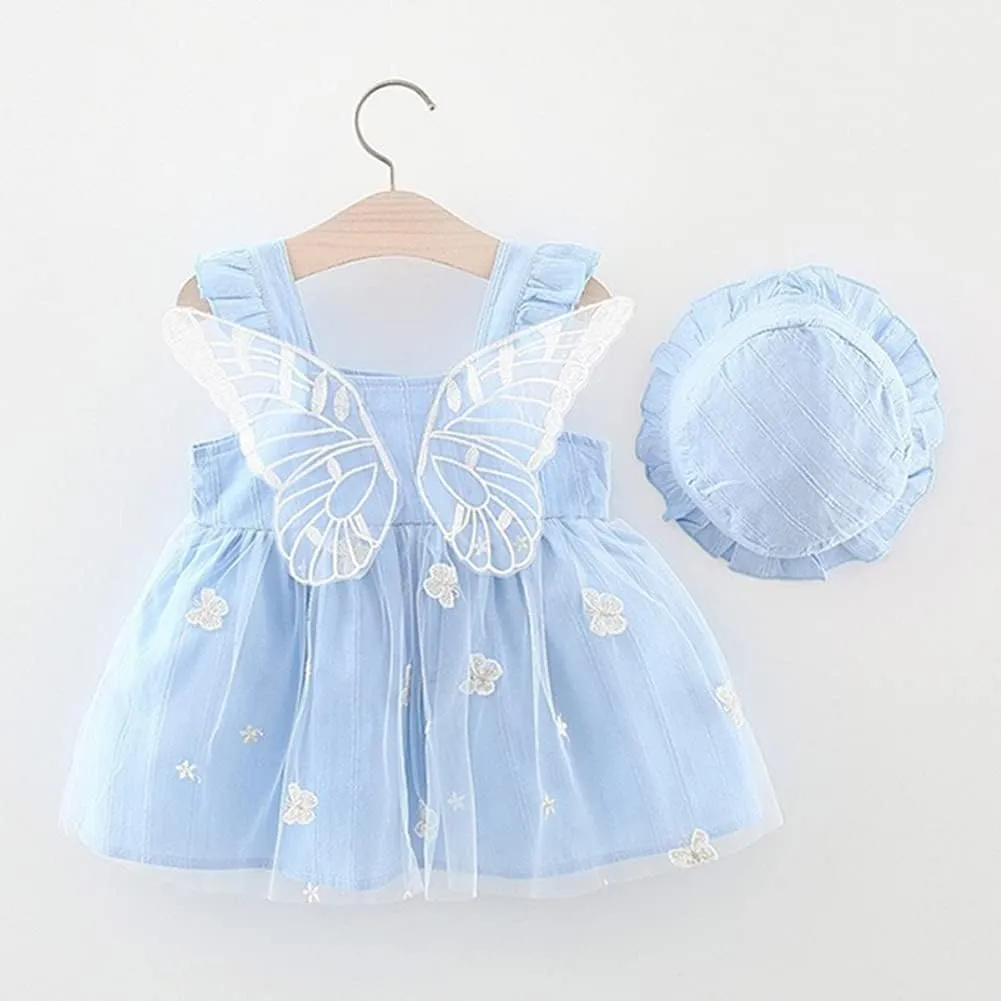 Baby Girl Tutu Summer Dress Sleeveless Casual Floral Backless Princess Dresses Swing Sundress Skirt with Straw Hat Beachwear