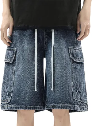 Baggy Jean Shorts for Men Casual Summer Loose Fit Y2K Hip Hop Skateboard Denim Shorts 2025 Trendy Streetwear