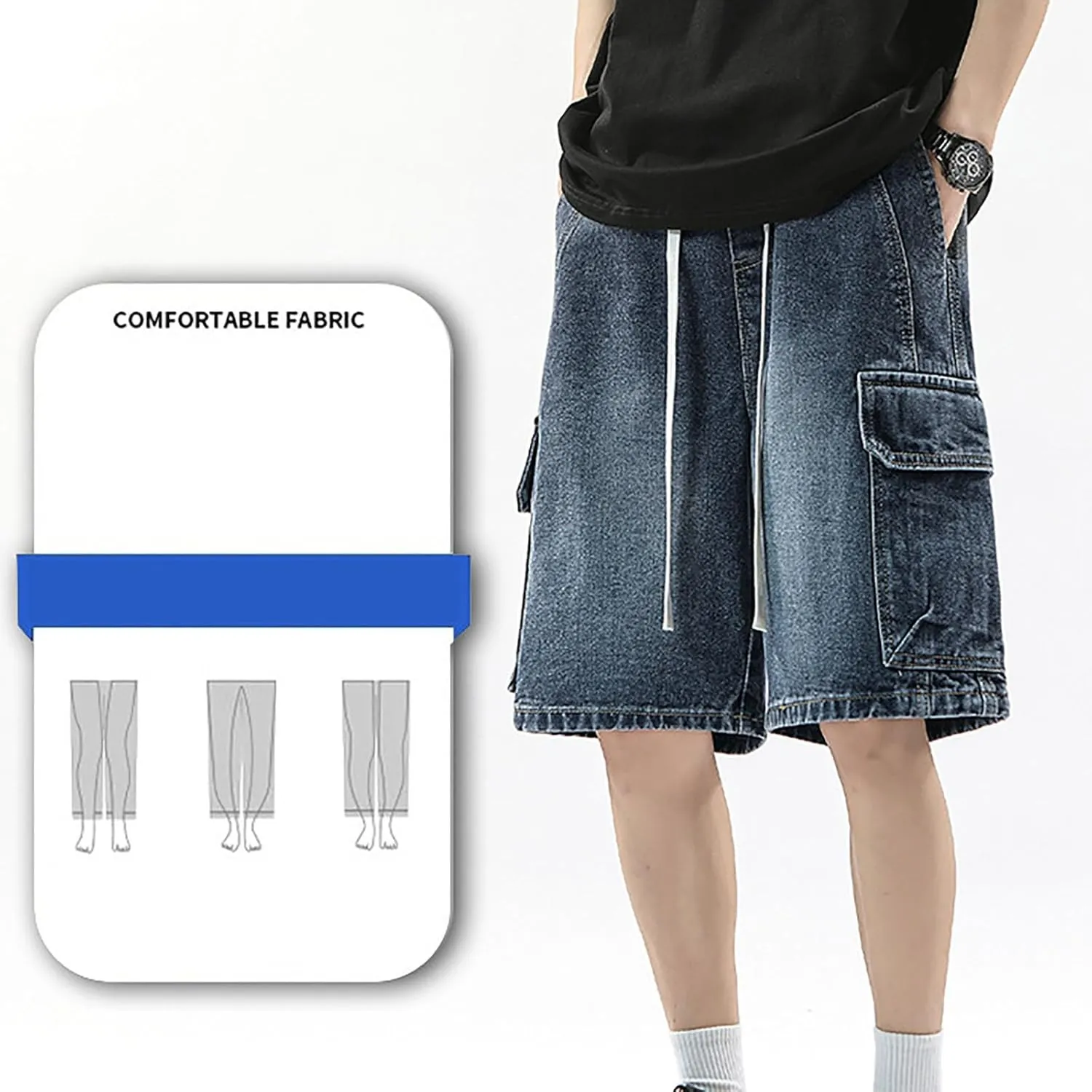 Baggy Jean Shorts for Men Casual Summer Loose Fit Y2K Hip Hop Skateboard Denim Shorts 2025 Trendy Streetwear