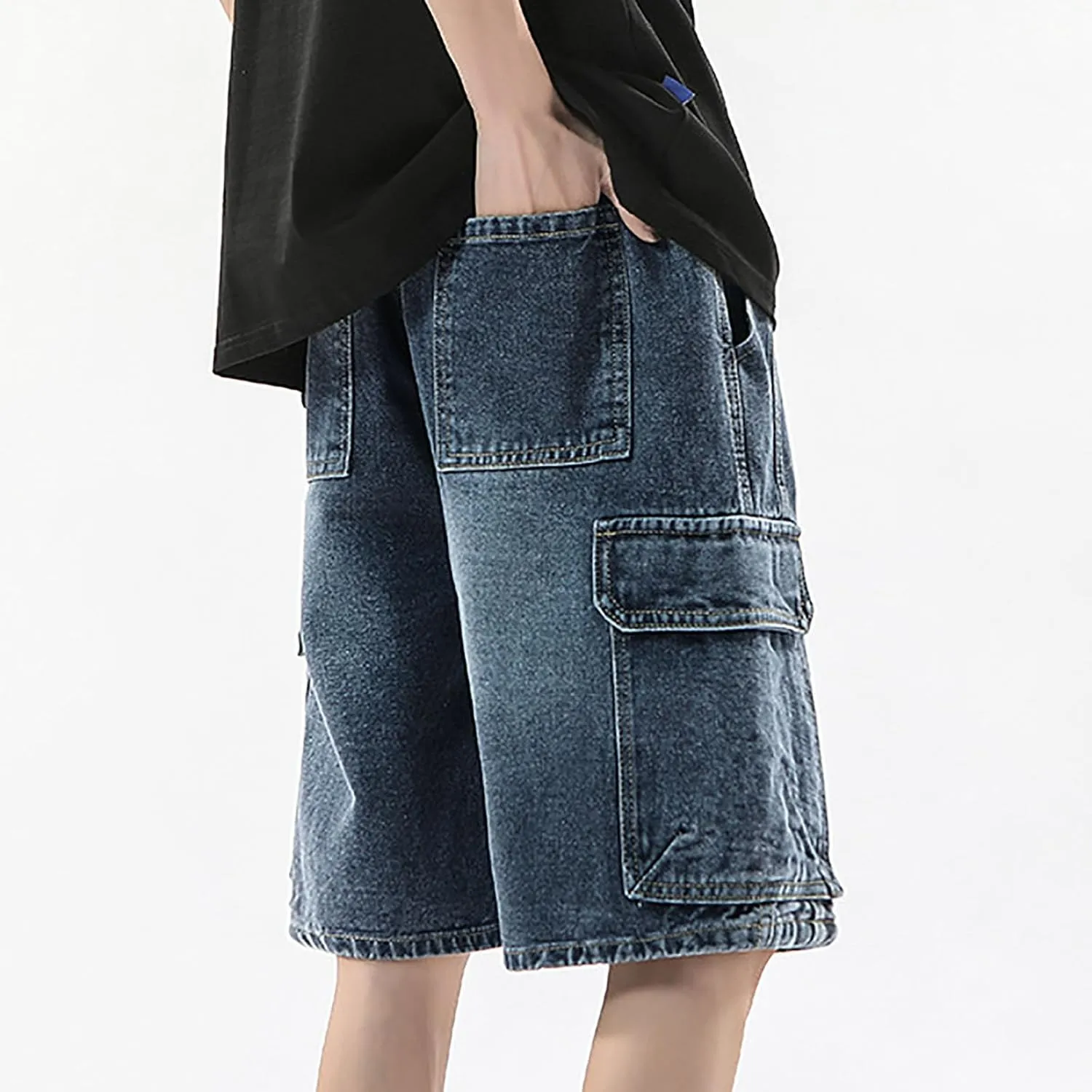 Baggy Jean Shorts for Men Casual Summer Loose Fit Y2K Hip Hop Skateboard Denim Shorts 2025 Trendy Streetwear