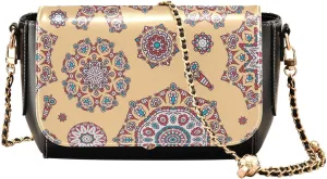 Beautiful Floral Abstract Pattern Crossbody Bags for Women, Trendy Small Shoulder Bag, PU Leather Clutch Purse Underarm Handbag Satchel HandBag with Adjustable Metal Chain