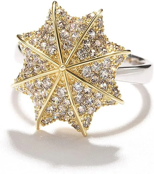 BeBold 2ct Round Cut Simulated Diamond CZ Engagement Ring for Women Sterling Silver Dual Tone Plated Umbrella Shape Unique
