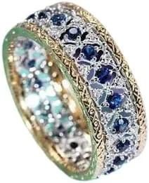 BeBold 3ct Round Cut Created Blue Sapphire Wedding Band Ring Sterling Silver Dual Tone Plated Full Eternity