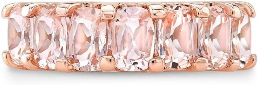 BeBold 4ct Cushion Peach Created Morganite Half Eternity Engagement Ring for Women Sterling Silver Dual Tone Plated