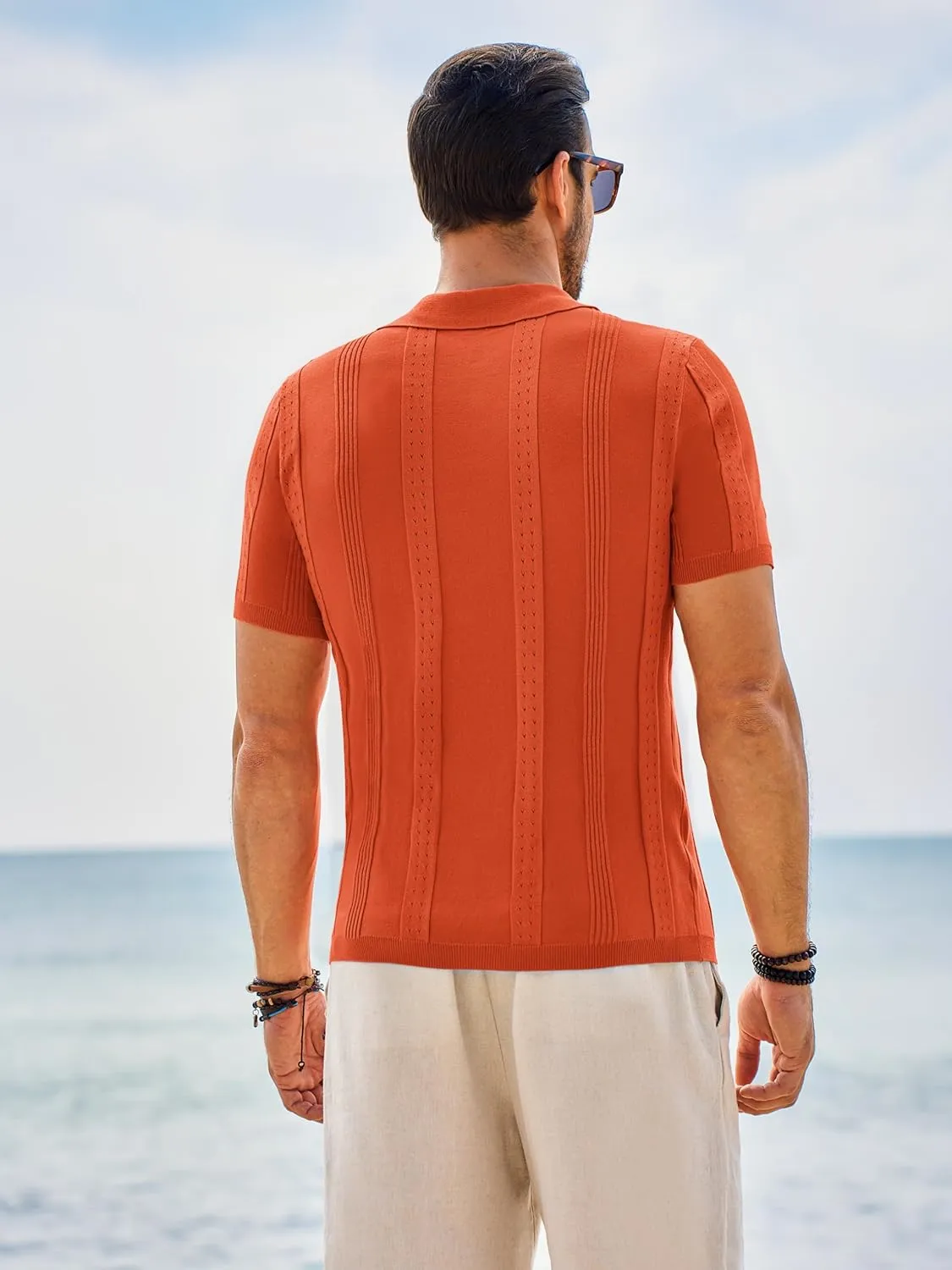 Beotyshow Mens Polo Shirts Short Sleeve Textured Knit Shirt Summer Casual Shirts M-XXL