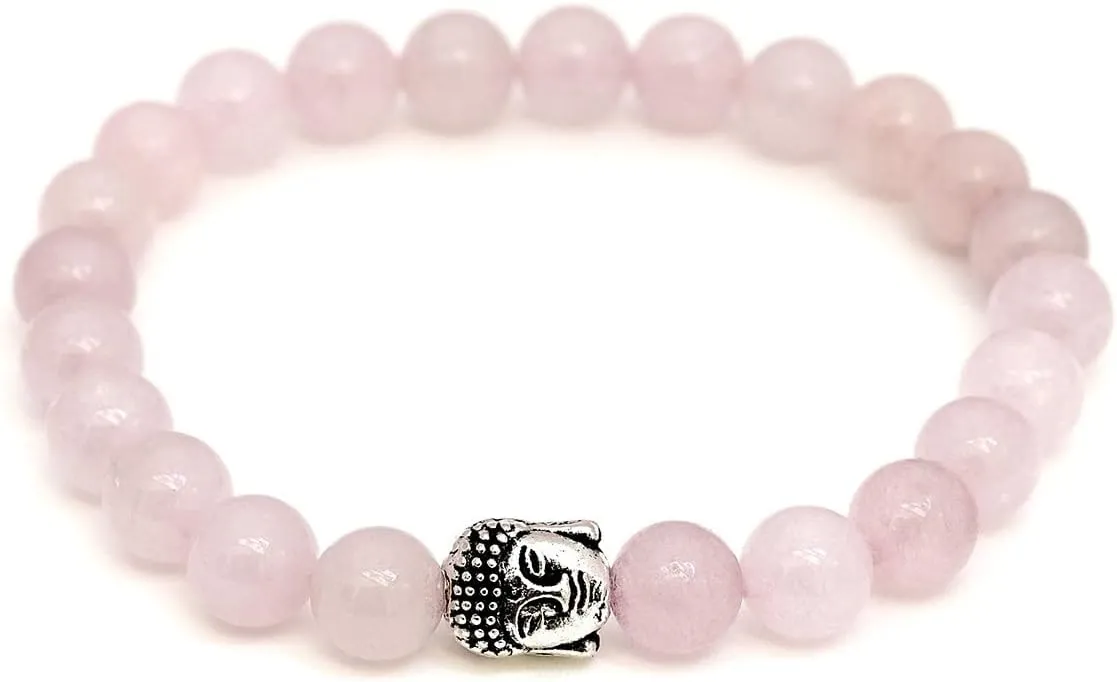 BERGERLIN - Buddha bracelet with genuine 8mm natural stone and lava stone pearls - Real natural stone bracelet - Certified Quality