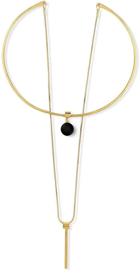 BERRICLE Bar Ball Bead Fashion Layered Choker Necklace for Women (Rose Gold-tone, Gold-tone, Silver-tone)