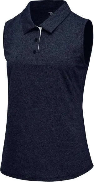 BGOWATU Women's Golf Shirts Sleeveless Polo Shirts Collared 3 Buttons Tennis Tank Tops UV Protection Quick Dry