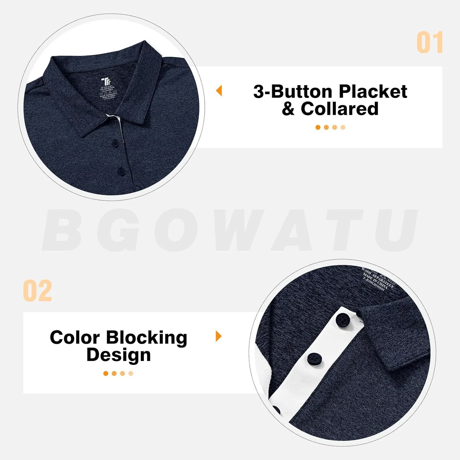 BGOWATU Women's Golf Shirts Sleeveless Polo Shirts Collared 3 Buttons Tennis Tank Tops UV Protection Quick Dry