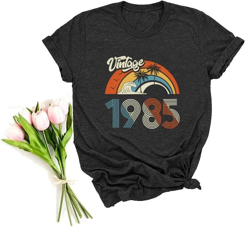 Birthday Party Gifts T Shirts for Women and Men Vintage 1985 Original Parts Funny Tee Graphic