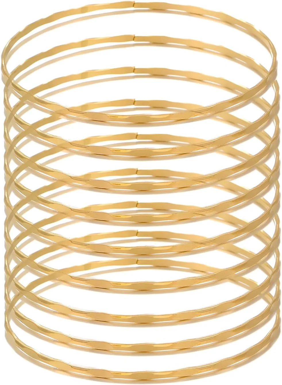 Boho Indian Multi Bangle Bracelet Set for Women Chunky Gold Stackable Textured Bracelets for Women Smooth Layered Stack Bracelets