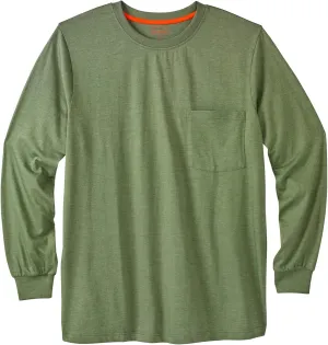 Boulder Creek by Kingsize Men's Big & Tall Heavyweight Crewneck Long-Sleeve Pocket T-Shirt