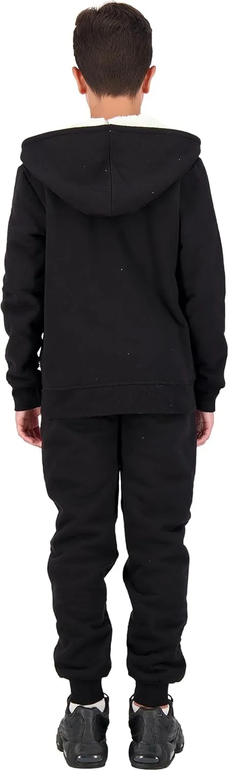 Boys Hoodie and Jogger Set | Fleece Sherpa Lined Hooded Sweatshirt and Sweatpants for kids