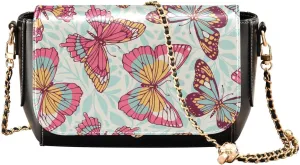 Butterflies Crossbody Bags for Women, Trendy Small Shoulder Bag, PU Leather Clutch Purse Underarm Handbag Satchel HandBag with Adjustable Metal Chain