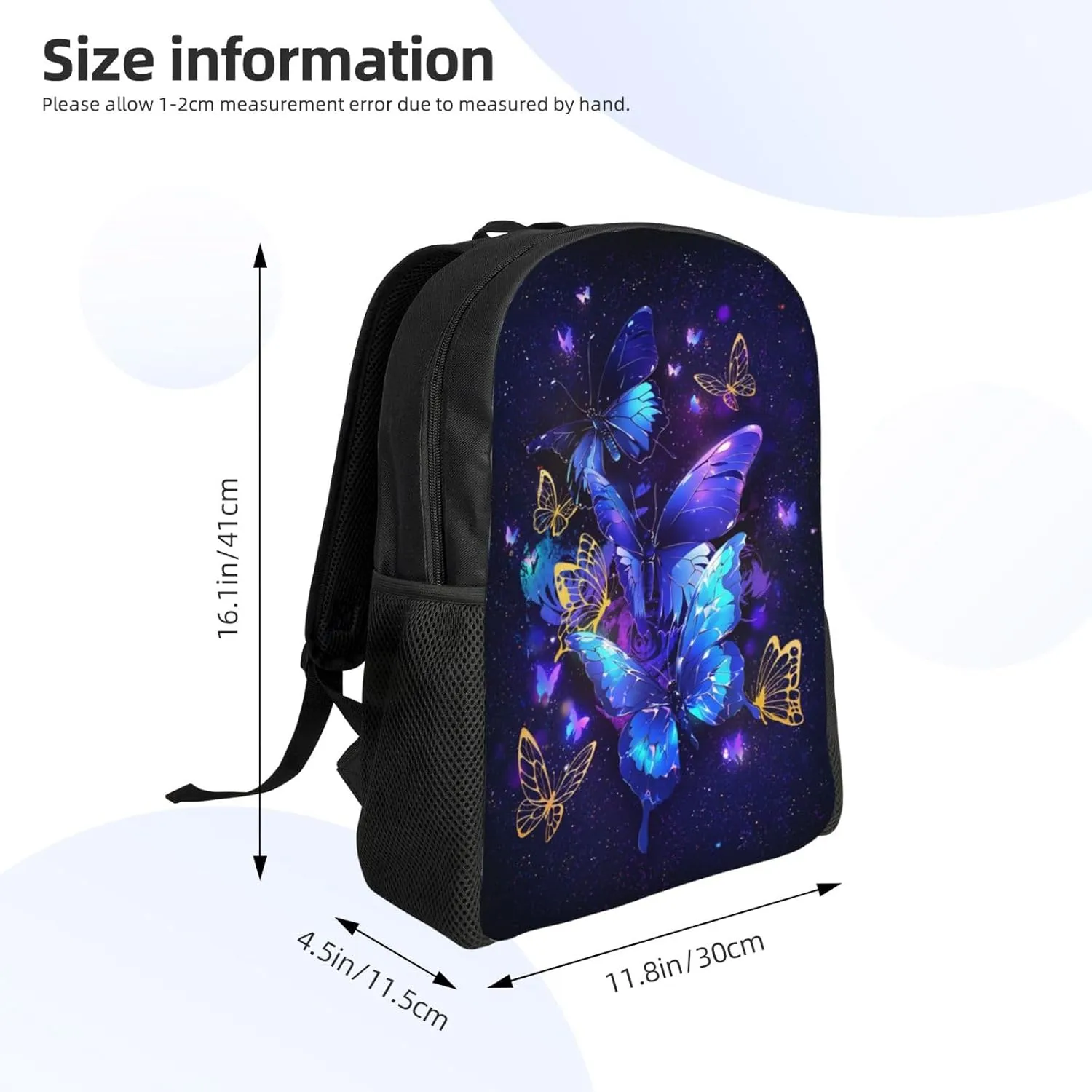 Butterfly Backpack 16.5 Inch - Water-Resistant High-Density Oxford Laptop Backpacks Stylish Design for Work Travel or Commute