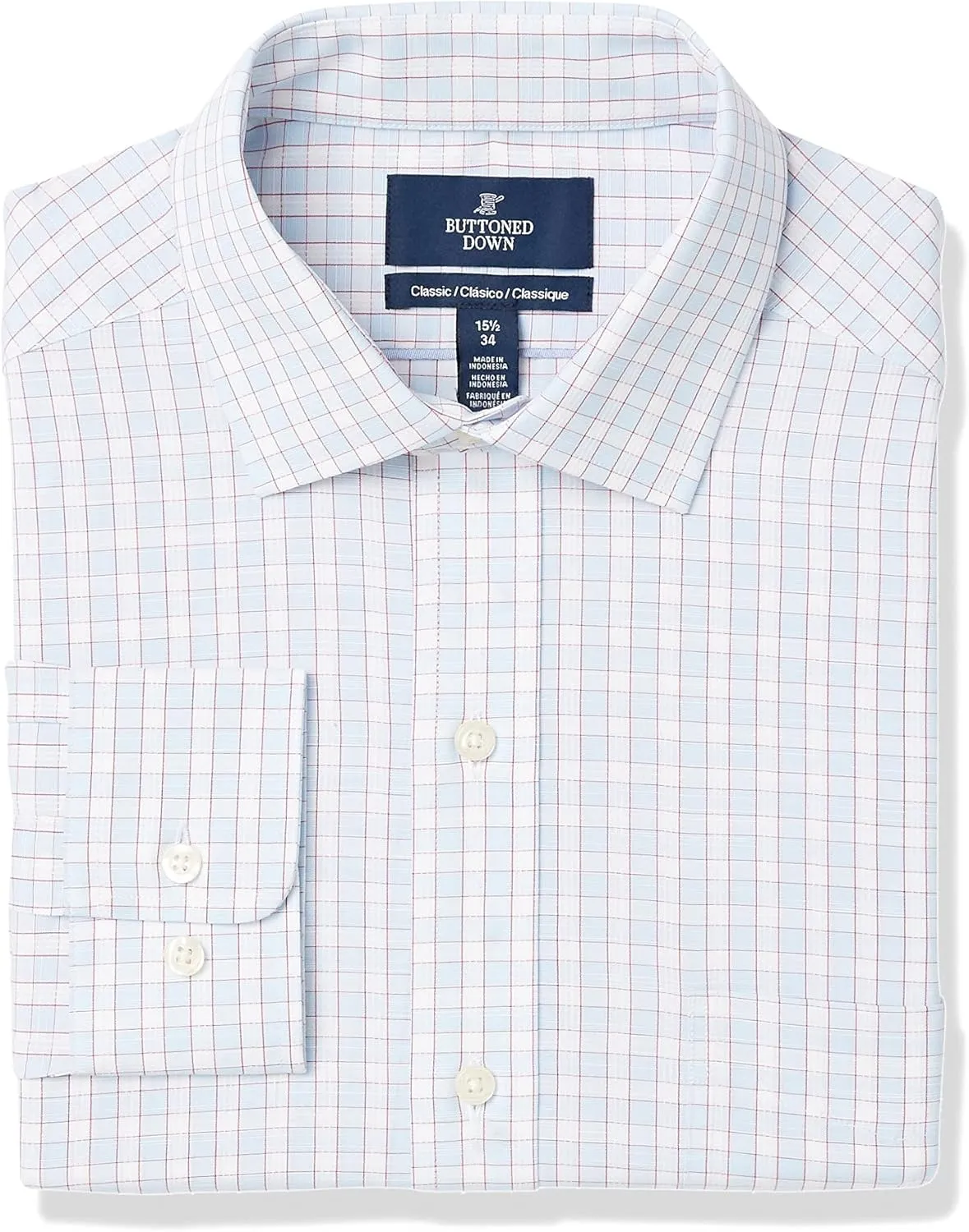 Buttoned Down Men's Classic Fit Spread Collar Pattern Dress Shirt