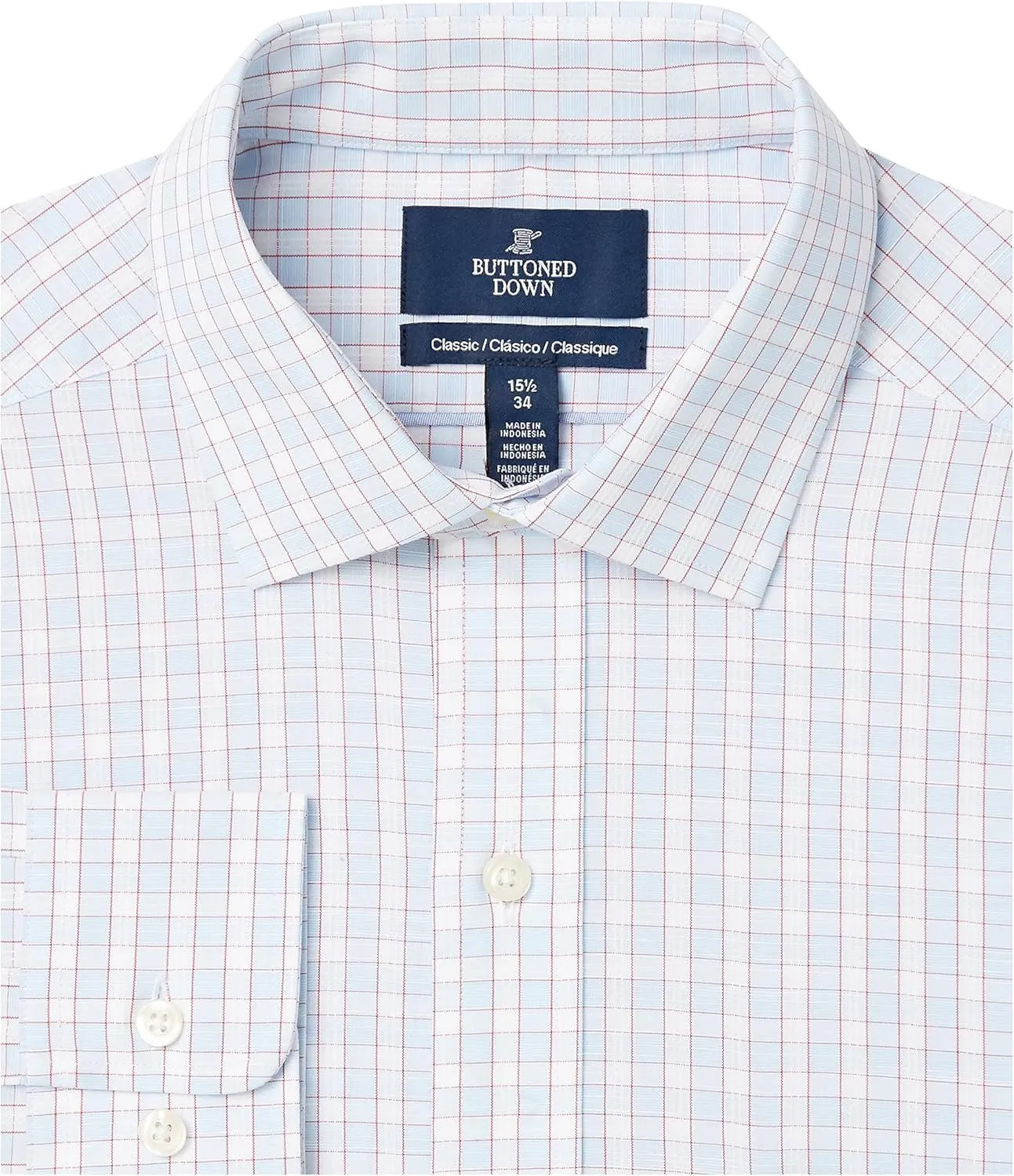 Buttoned Down Men's Classic Fit Spread Collar Pattern Dress Shirt