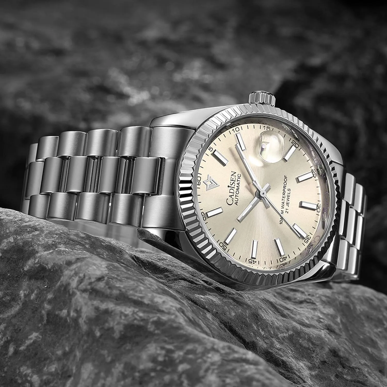 CADISEN Automatic Watches Men's Mechanical Business Waterproof Stainless Steel Wristwatch