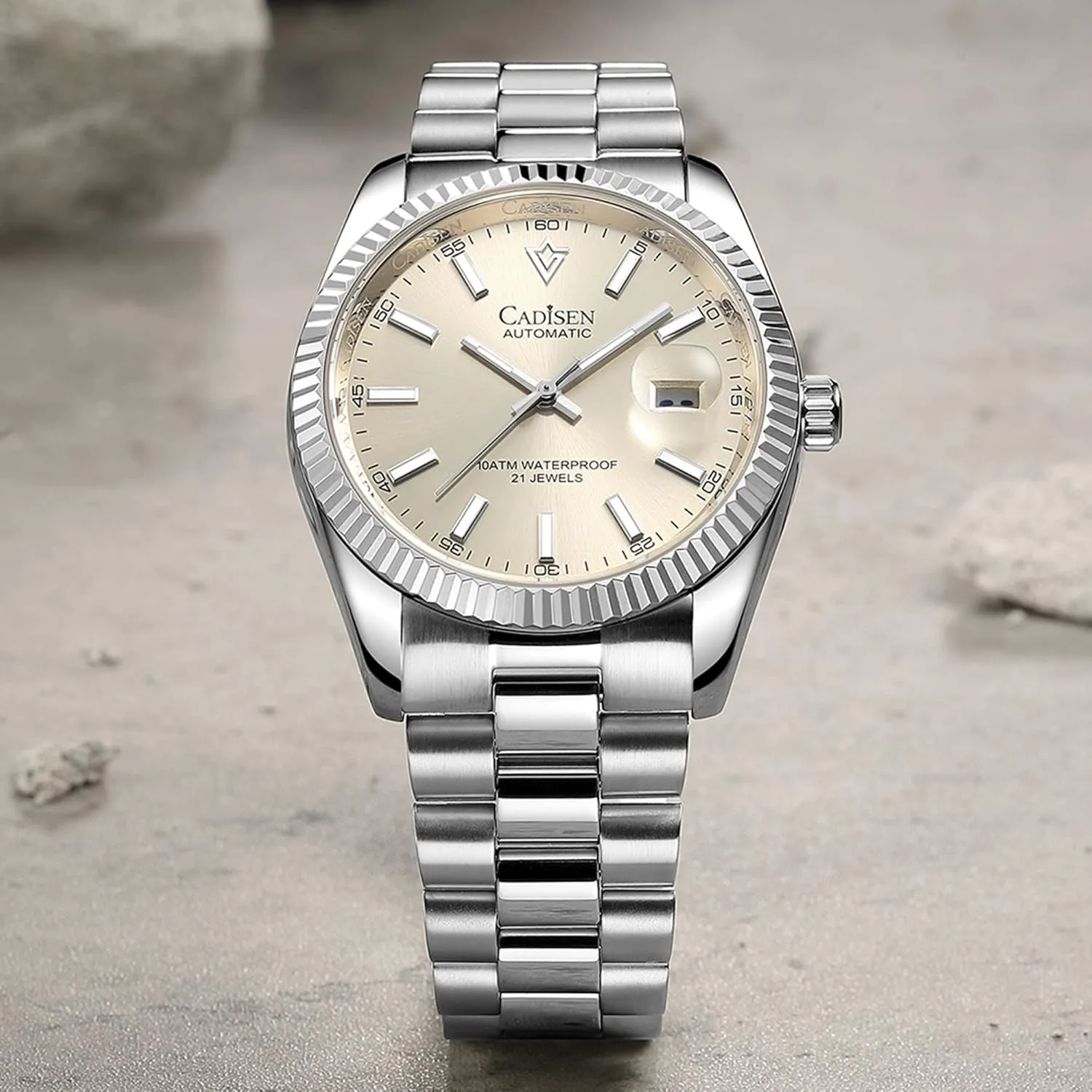 CADISEN Automatic Watches Men's Mechanical Business Waterproof Stainless Steel Wristwatch