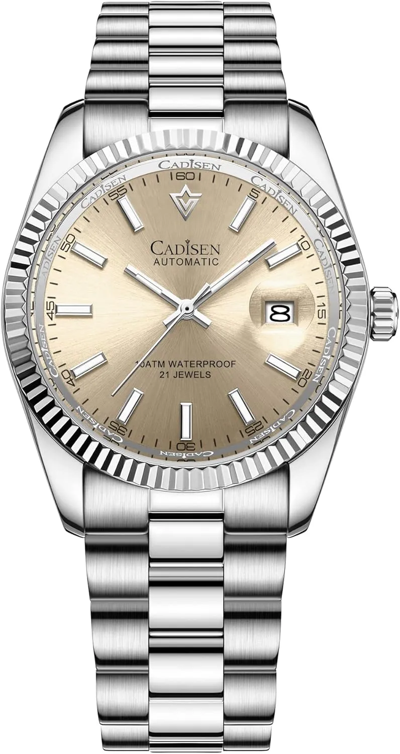 CADISEN Automatic Watches Men's Mechanical Business Waterproof Stainless Steel Wristwatch