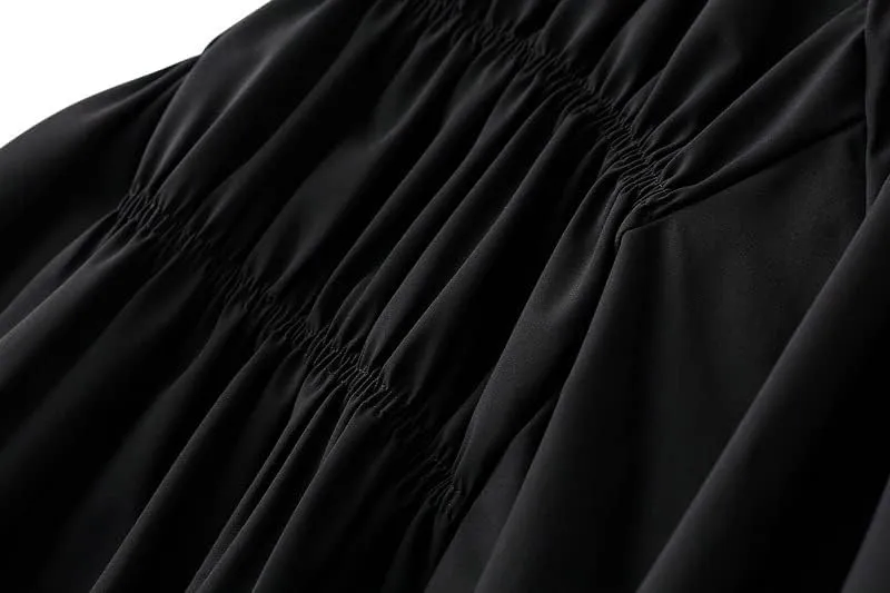 CAMDOM Womens A line Midi Skirt Irregular Pleated Large Hem Skirt
