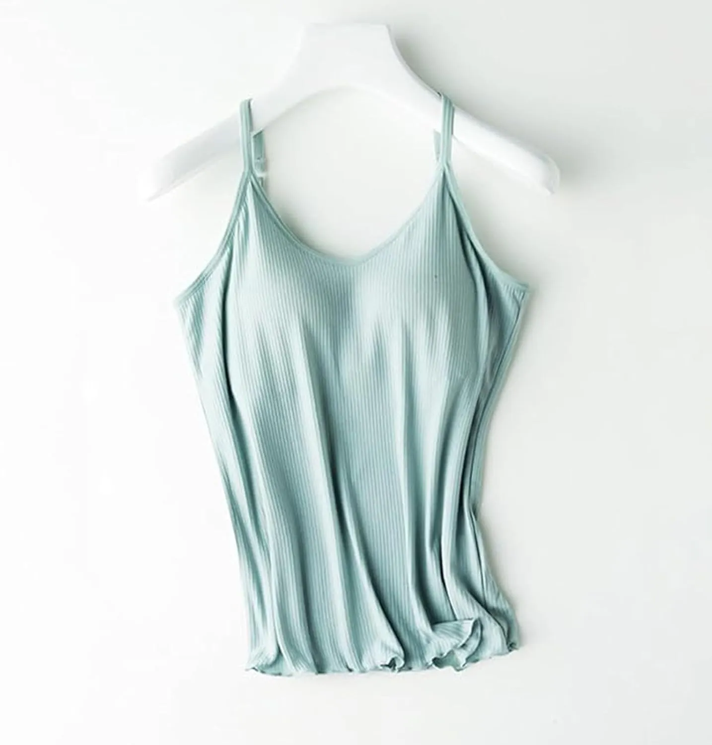 Camisole Tops For Women Built In Bra Adjustable Spaghetti Strap Tank Tops Shelf Bra Casual Sleeveless Loose Fit Tee