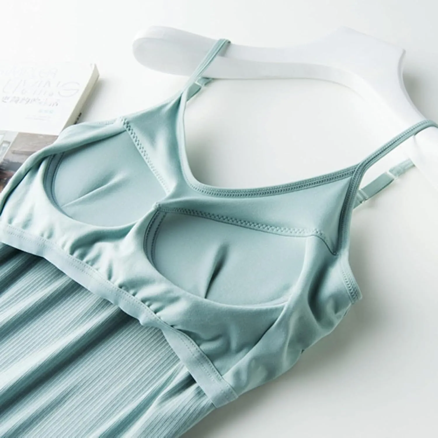 Camisole Tops For Women Built In Bra Adjustable Spaghetti Strap Tank Tops Shelf Bra Casual Sleeveless Loose Fit Tee