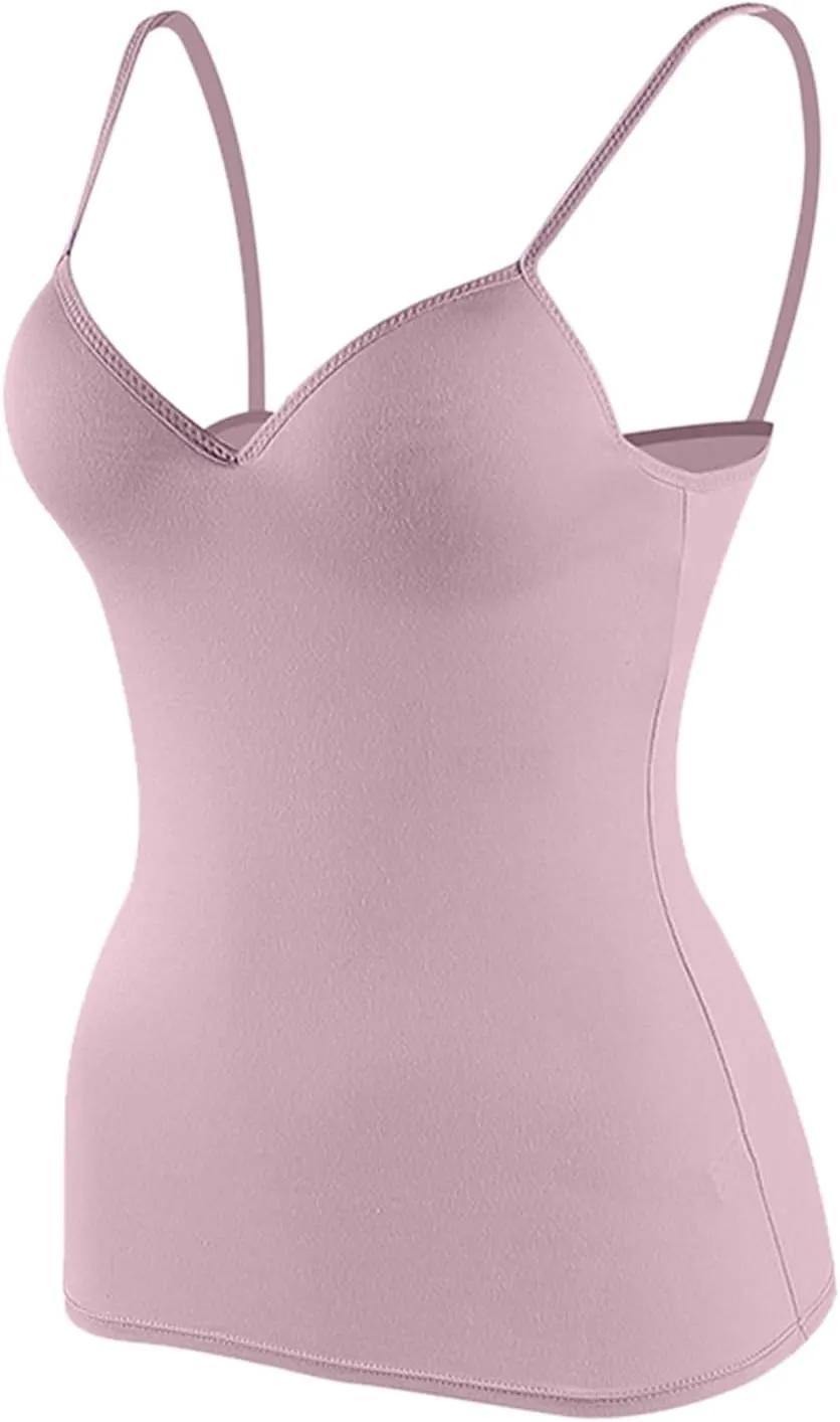 Camisole Tops for Women Built in Bra Spaghetti Strap Workout Yoga Shirts Basic Padded Tank Tops 2025 Summer Clothes