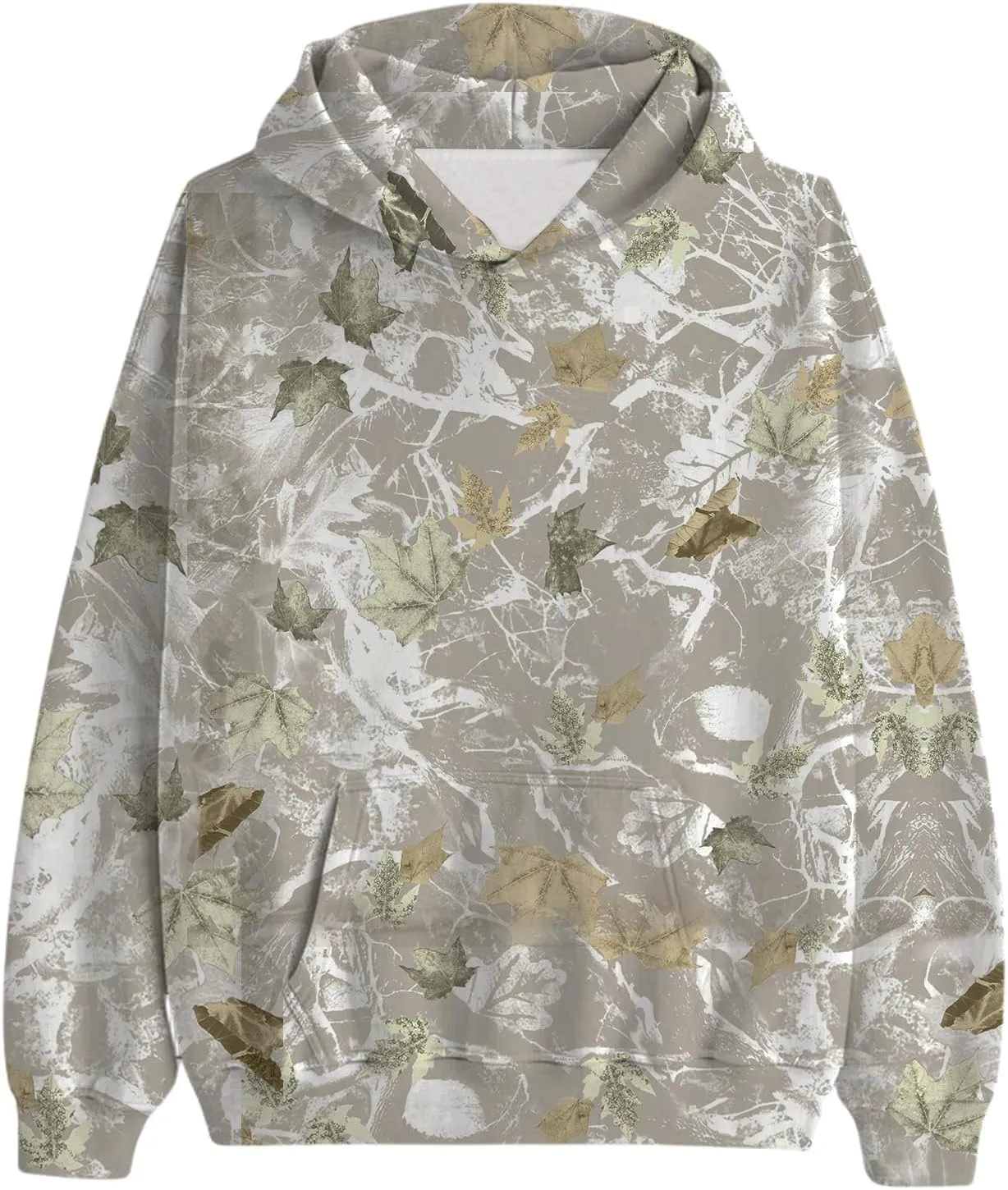 Camo Hoodies Womens Sweatshirt Maple Leaf Print Oversized Fleece Sweatshirts Classic Pullover Tunic Tops with Pocket