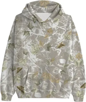 Camo Hoodies Womens Sweatshirt Maple Leaf Print Oversized Fleece Sweatshirts Classic Pullover Tunic Tops with Pocket
