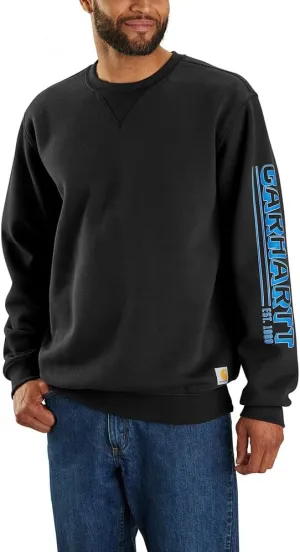 Carhartt Men's Loose Fit Midweight Crewneck Logo Sleeve Graphic Sweatshirt