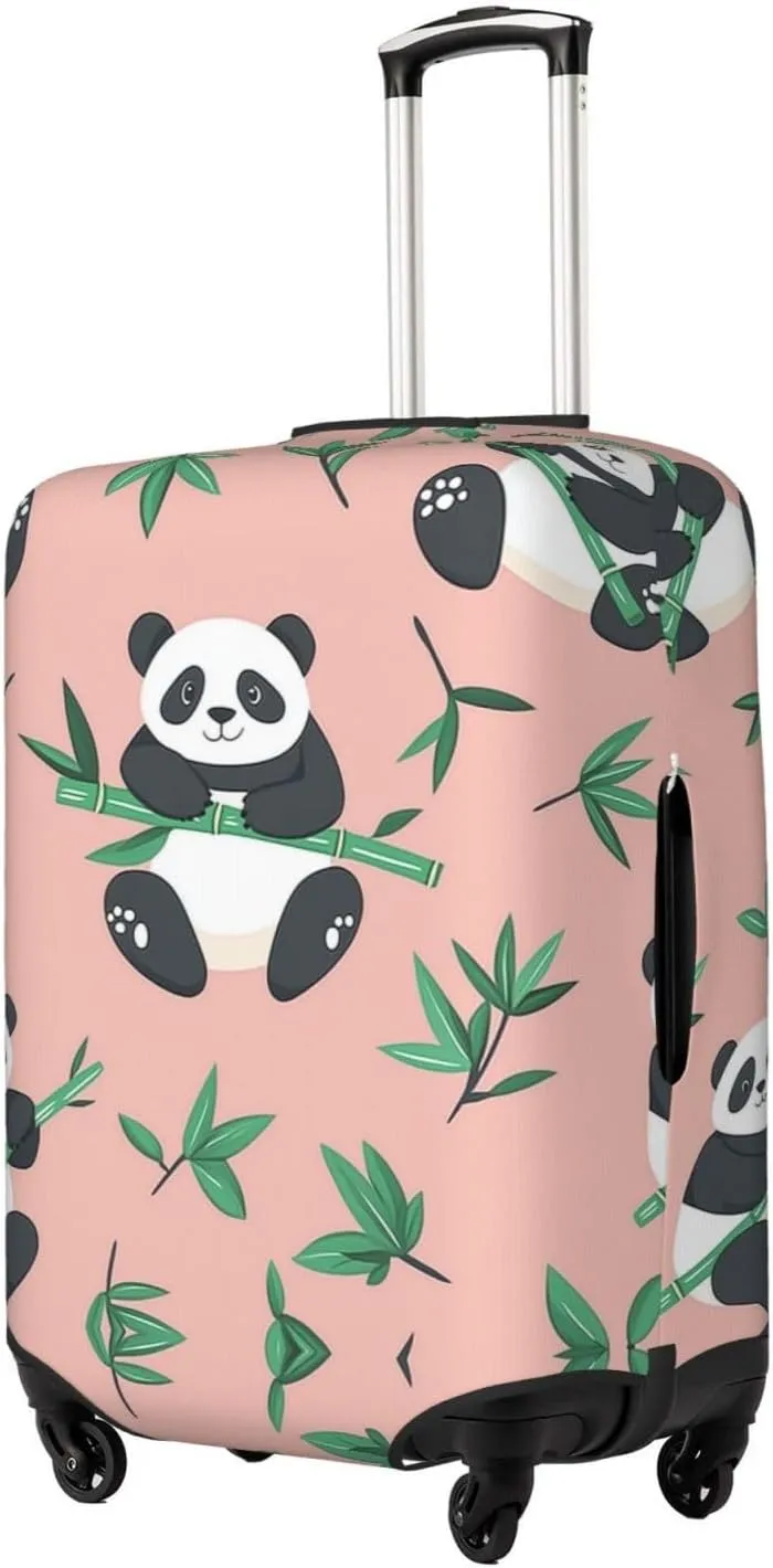Cartoon Panda Pink Bamboo Luggage Cover Suitcase Cover Protector Travel Suitcase Cover