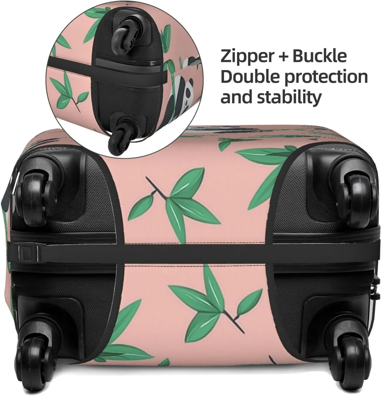 Cartoon Panda Pink Bamboo Luggage Cover Suitcase Cover Protector Travel Suitcase Cover