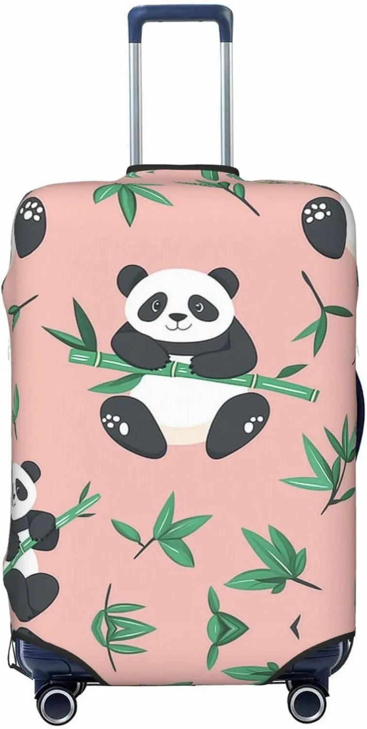 Cartoon Panda Pink Bamboo Luggage Cover Suitcase Cover Protector Travel Suitcase Cover
