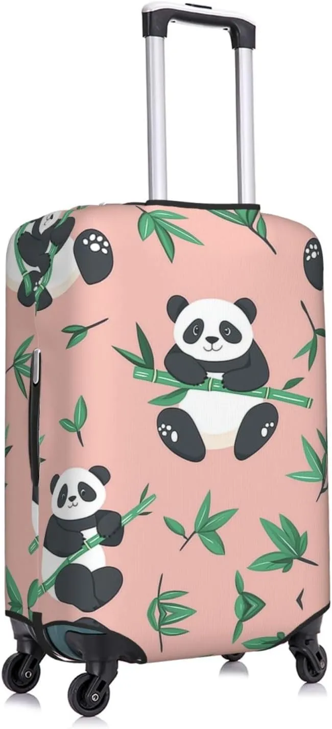 Cartoon Panda Pink Bamboo Luggage Cover Suitcase Cover Protector Travel Suitcase Cover