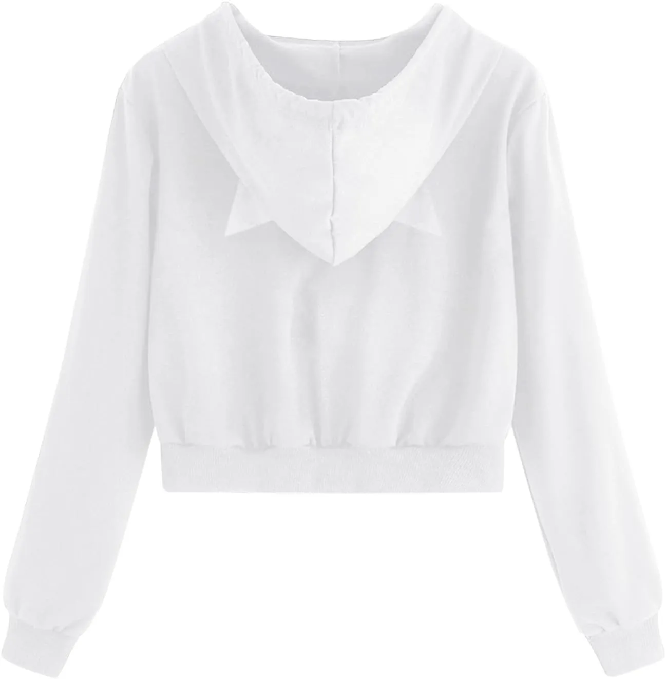 Cat Ear Hoodie Preppy Sweatshirt Womens SOlid Color Zipper Hooded Coats Pullover Long Sleeves Short Outwear Fall