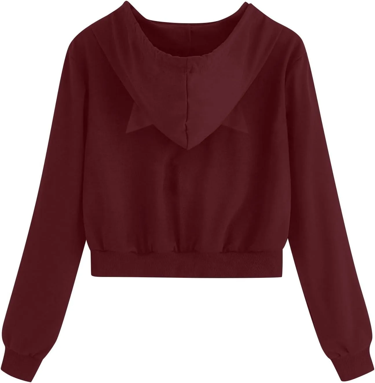 Cat Ear Hoodie Preppy Sweatshirt Womens SOlid Color Zipper Hooded Coats Pullover Long Sleeves Short Outwear Fall